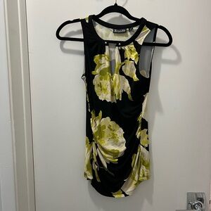 Black and Green Floral Women's Top